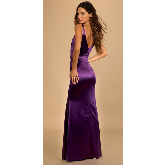 Lulu's Purple Satin Maxi Dress - Picture 11 of 13